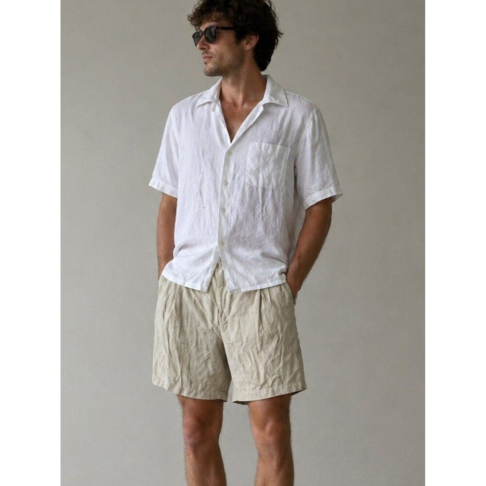 Tommy Bahama 100% Silk Shorts Mens Size 40 Beige Relax Fit Luxury Casual Summer